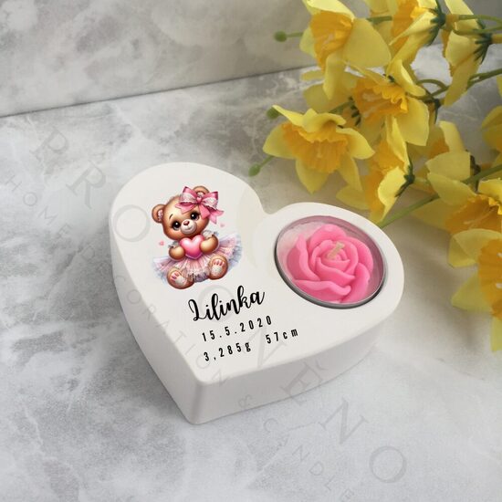 Svícen pro holčičku s medvídkem 