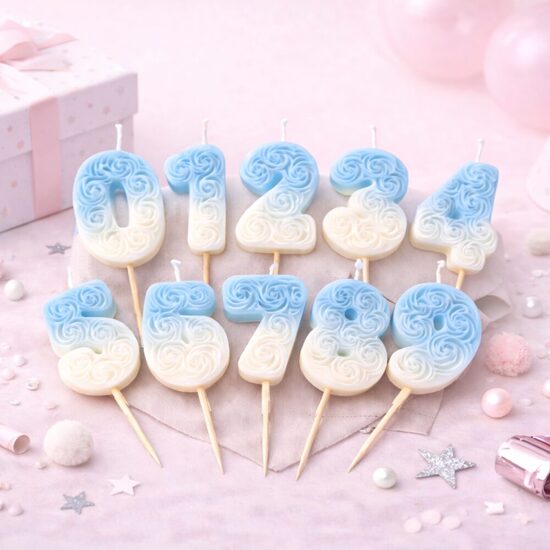 Dortová svíčka modrá s růžemi