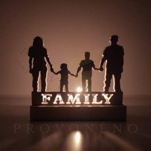 Svícen na čajovou svíčku kameninový s nápisem Family