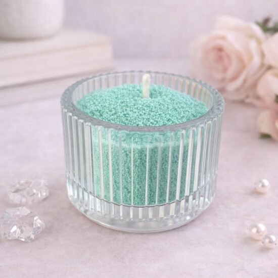 Zelená sypaná svíčka z přírodního vosku